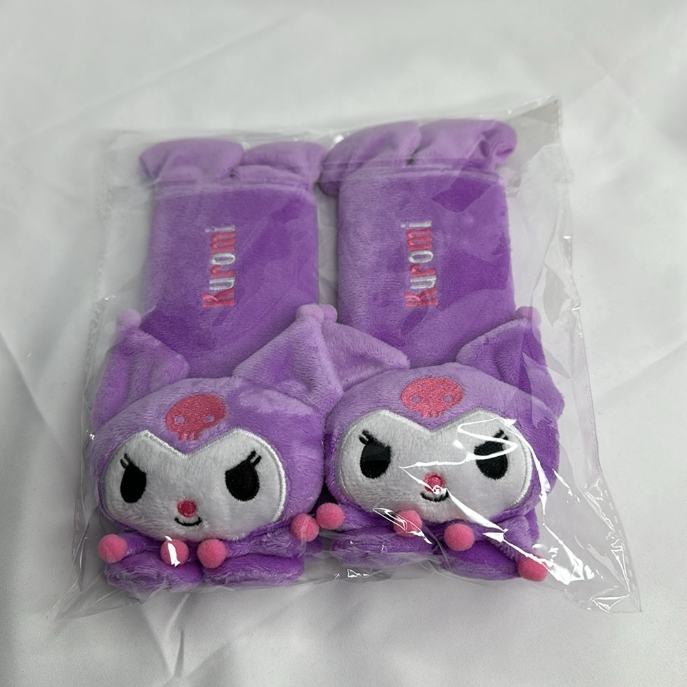 Sanrio KUROMI Plush Car Seat Belt Extended Comfort Shoulder Pads - Picture 2 of 7